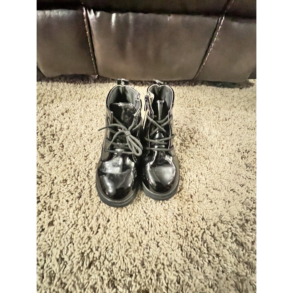 Girls Side Zipper Lace Up Front Boots For Children‎ Combat Boots 12.5 - Picture 6 of 10